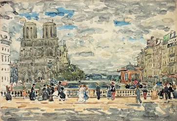 Notre Dame (wc & gouache over grafit på papir)